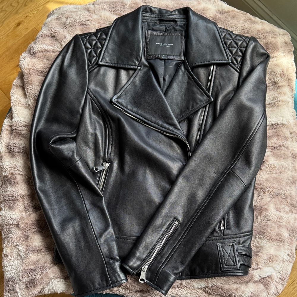MARC NEW YORK Black Leather Quilted Moto Jacket